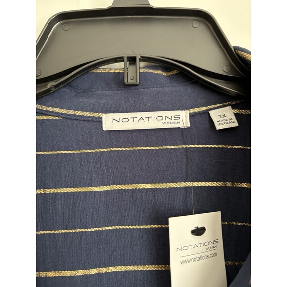 Notations Women's Blouses Size 2X Button Down Long Sleeve Golden hour Striped - Picture 6 of 6